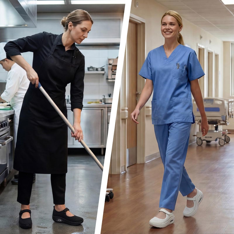 Git-up Women's Arch Support Walking Shoes, Breathable Wide Toe Box Nursing Work Shoes for Plantar Fasciitis, Comfortable Non Slip Orthopedic Sneakers for Flat feet B-Grey - Image 2